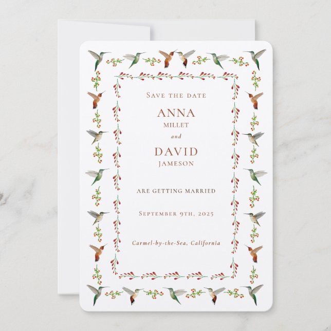 Hummingbird Wedding Save the Date (Front)