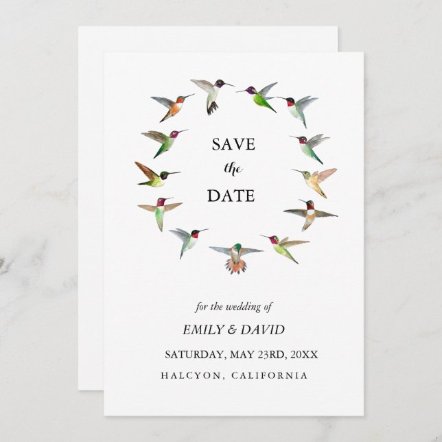 Hummingbird Wedding Save the Date Announcement (Front/Back)