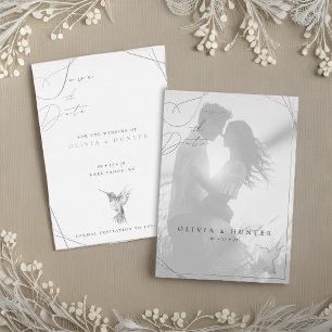 Hummingbird Wedding Save the Date Black and White