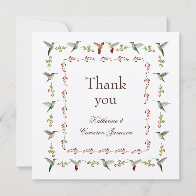 Hummingbird Wedding Thank You Card (Front)