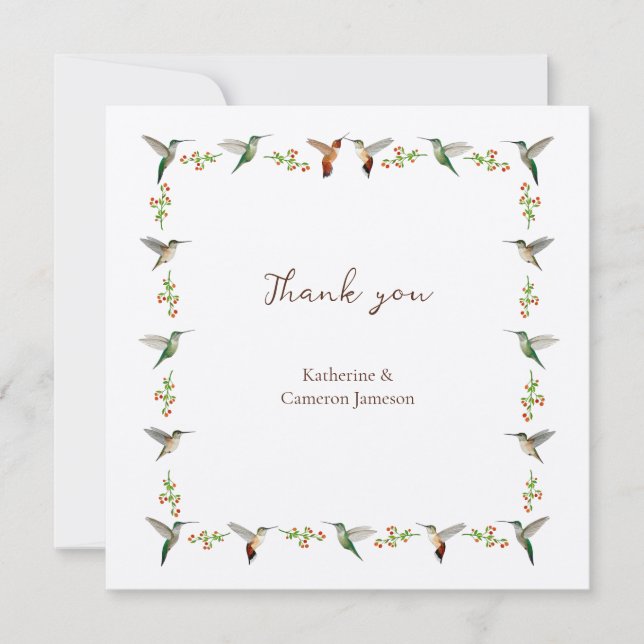 Hummingbird Wedding Thank You Card (Front)