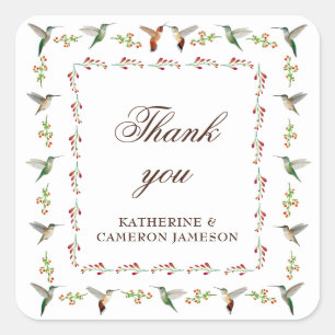 Hummingbird Wedding Thank you  Square Sticker
