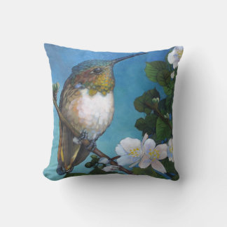 Hummingbird & White Blossoms Decorative Pillow