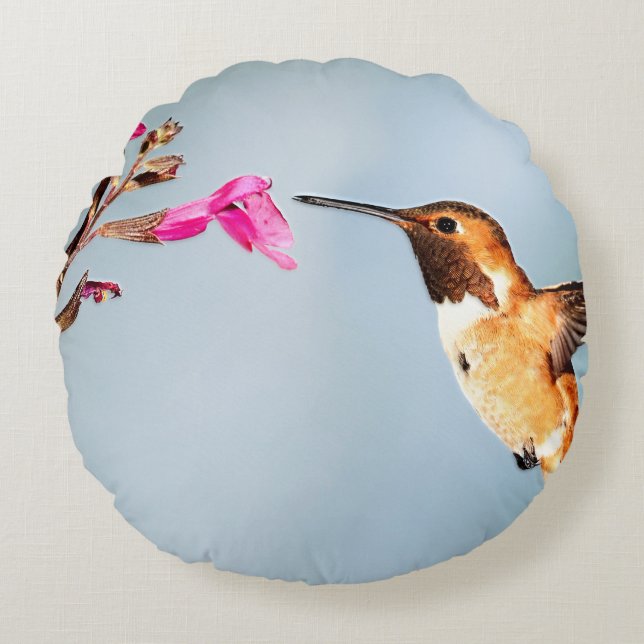 Hummingbird Wild in Nature Round Cushion (Front)