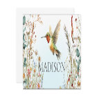 Hummingbird Wildflowers Blue Name License Plate