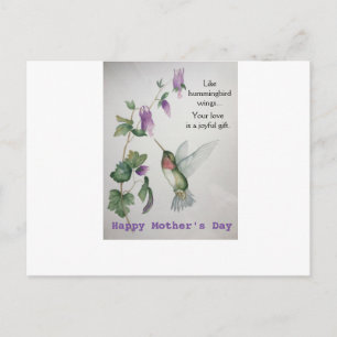 Hummingbird Wings Mothers Day Postcard Joyful Gift