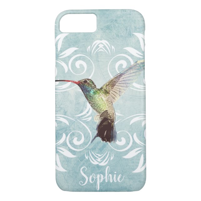 Hummingbird with Flourish Background Case-Mate iPhone Case (Back)