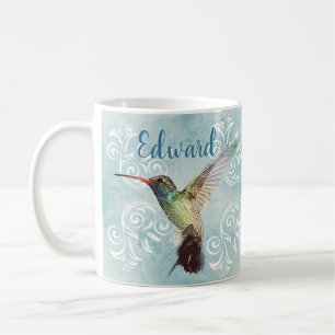Hummingbird with Flourish Background Coffee Mug