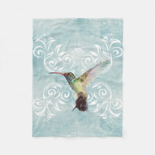 Hummingbird with Flourish Background Fleece Blanket