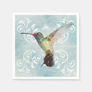 Hummingbird with Flourish Background Napkin