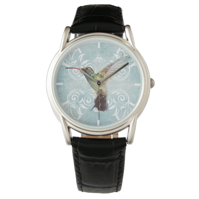 Hummingbird with Flourish Background Watch (Front)