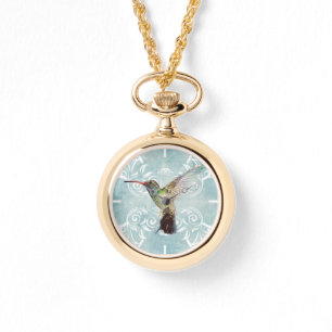 Hummingbird with Flourish Background Watch