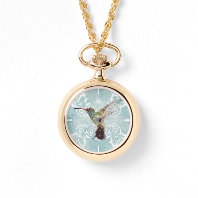 Hummingbird with Flourish Background Watch (Front)