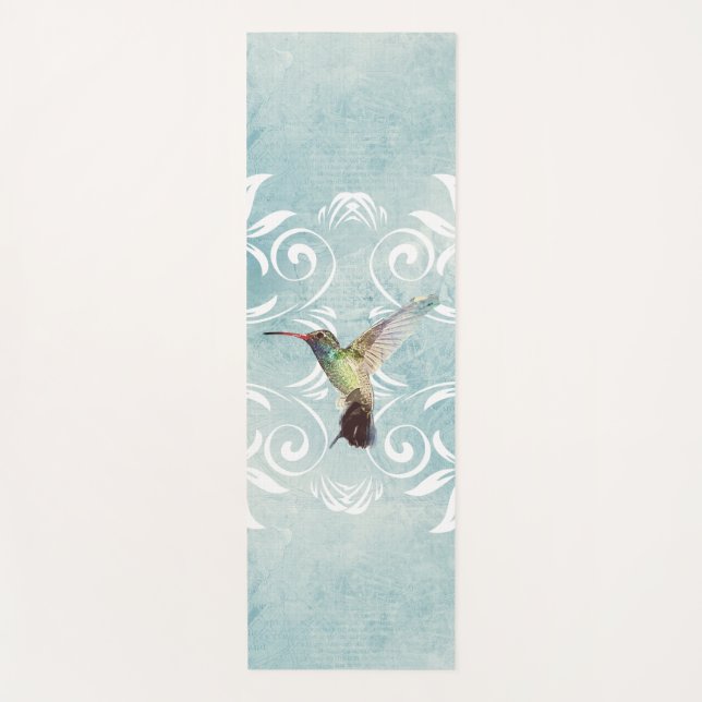 Hummingbird with Flourish Background Yoga Mat (Front)