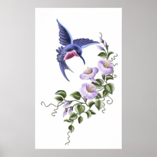 Hummingbird with Flowers 2 Print