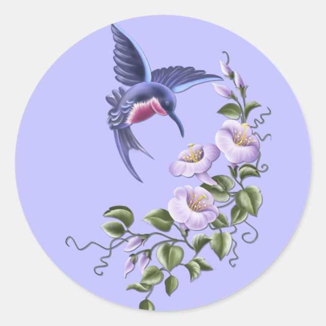 Hummingbird with Flowers 2 Stickers (Front)