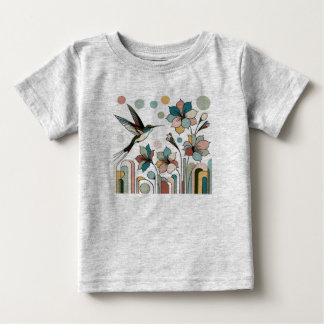 Hummingbird with flowers baby T-Shirt