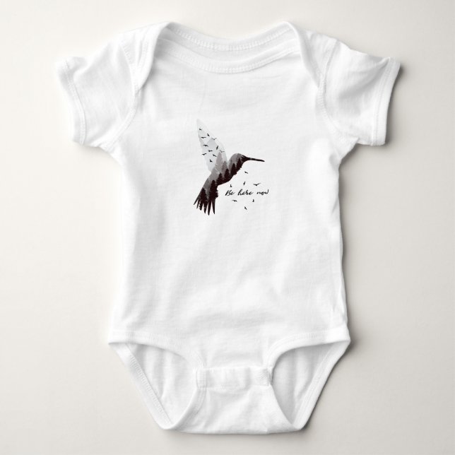 Hummingbird with Forest Baby Bodysuit (Front)