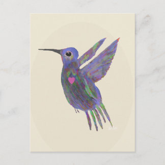 Hummingbird with Heart Holiday Postcard