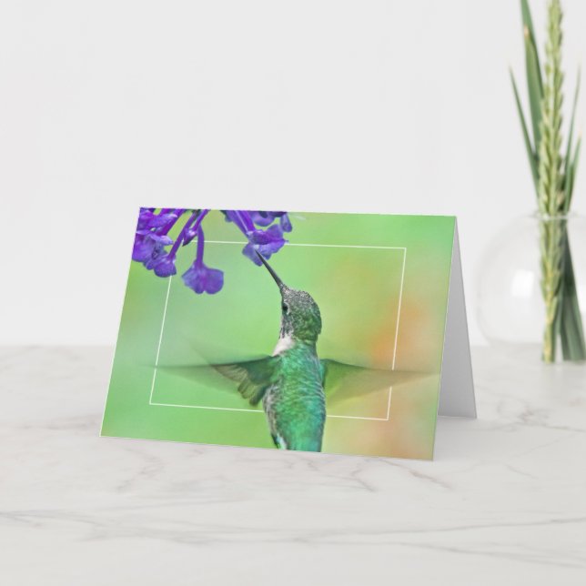 Hummingbird with Mona Lavender Card (Front)