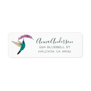 Hummingbird with Pink Flower Label