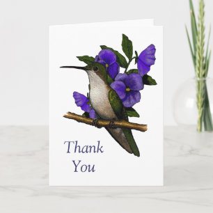 Hummingbird With Purple Pansies: Thank You Art