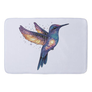 Hummingbird With Stary Night Sky Galaxy Bird Bath Mat