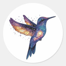 Hummingbird With Stary Night Sky Galaxy Bird