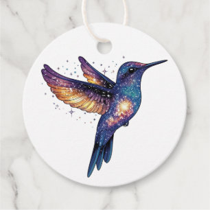Hummingbird With Stary Night Sky Galaxy Bird Favour Tags