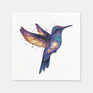 Hummingbird With Stary Night Sky Galaxy Bird Napkin