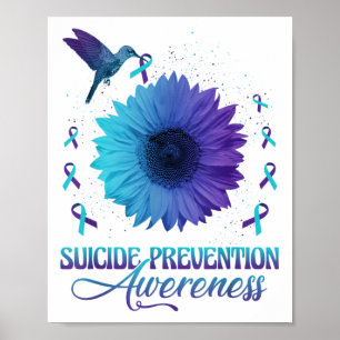 Hummingbird With Sunflower Suicide Prevention Awar Poster