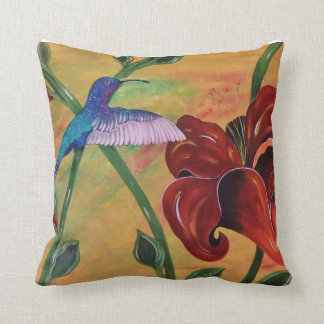 Hummingbird With Tiger Lily Pillow