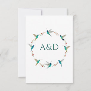 Hummingbird Wreath Wedding RSVP Card