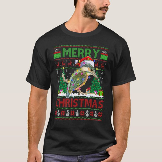 Hummingbird   Xmas Tree Ugly Santa Hummingbird Chr T-Shirt (Front)