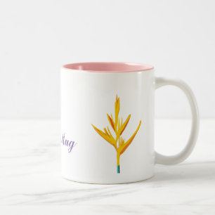 Hummingbird Yellow Flower Personalized Two-Tone Coffee Mug