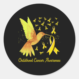 Hummingbird Yellow Gold Childhood Cancer Awareness Classic Round Sticker