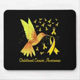 Hummingbird Yellow Gold Childhood Cancer Awareness Mouse Mat
