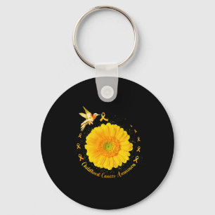 Hummingbird Yellow Sunflower Childhood Cancer Awar Key Ring