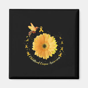 Hummingbird Yellow Sunflower Childhood Cancer Awar Magnet