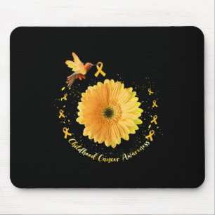 Hummingbird Yellow Sunflower Childhood Cancer Awar Mouse Mat