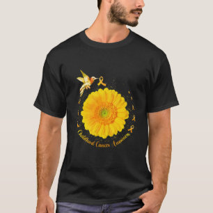 Hummingbird Yellow Sunflower Childhood Cancer Awar T-Shirt