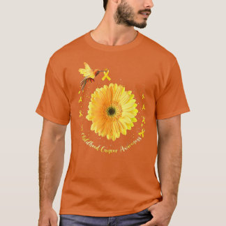 Hummingbird Yellow Sunflower Childhood Cancer Awar T-Shirt