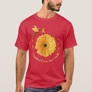 Hummingbird Yellow Sunflower Childhood Cancer Awar T-Shirt
