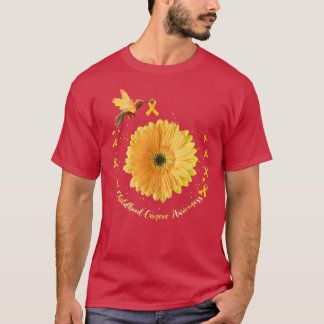 Hummingbird Yellow Sunflower Childhood Cancer Awar T-Shirt
