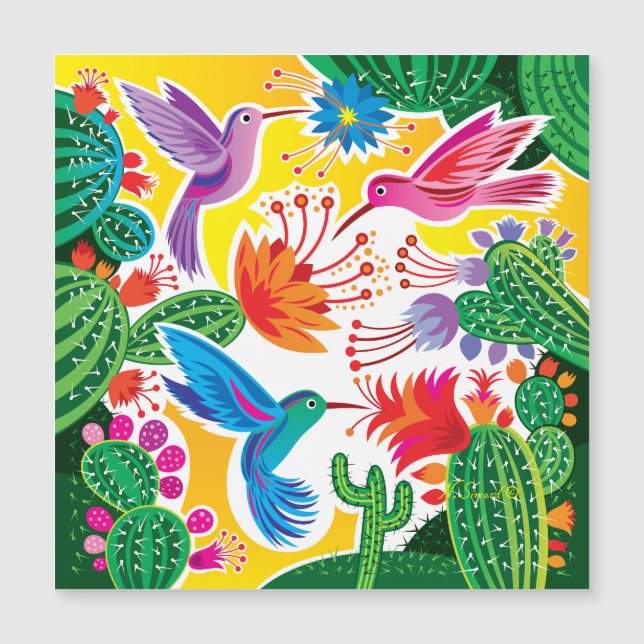 Hummingbirds and Blooming Cacti (Front)