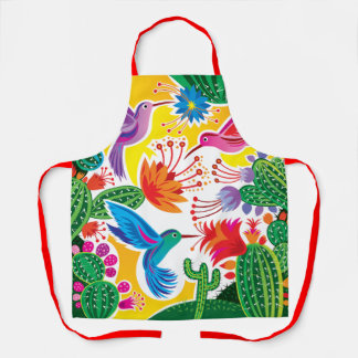 Hummingbirds and Blooming Cacti Apron