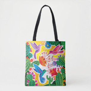 Hummingbirds and Blooming Cacti Tote Bag
