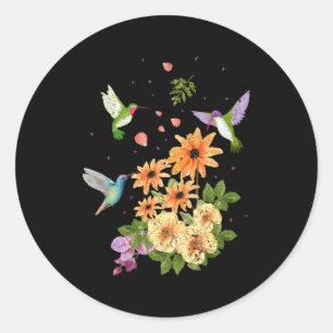 Hummingbirds And Flower Y Bird Classic Round Sticker