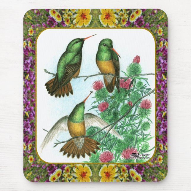 Hummingbirds and Flowers #1 Mouse Mat (Front)