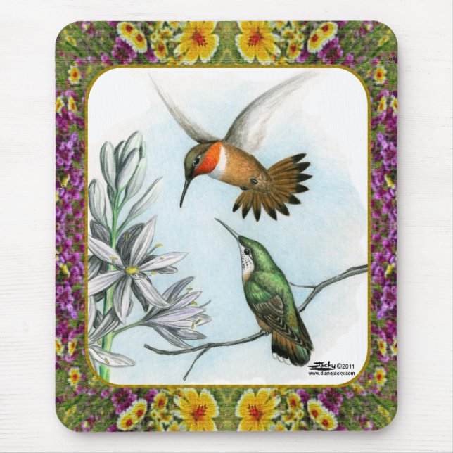 Hummingbirds and Flowers #2 Mouse Mat (Front)
